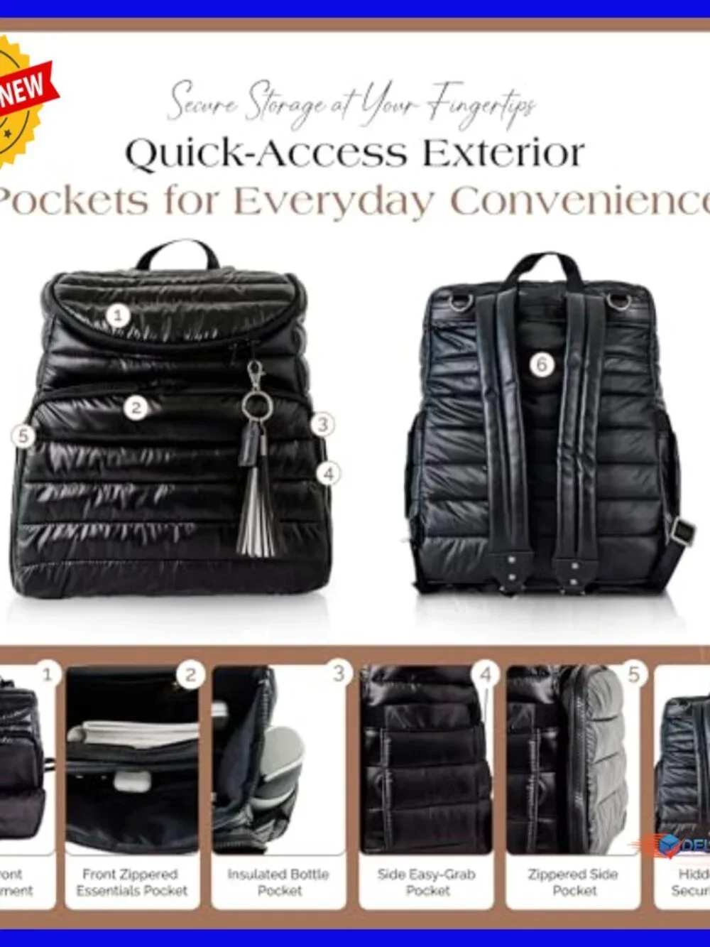 Large Diaper Backpack with Laptop Sleeve, Multiple Pockets, Changing Pad